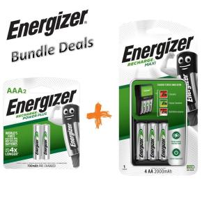 (Bundle Deals) Energizer Recharge Maxi Charger CHVCM4 + Recharge Power Plus AAA (2pcs)