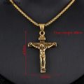 Mens Silver Stainless Steel Jesus Christ Crucifix Cross Pendant Necklace Chain necklace for men. 