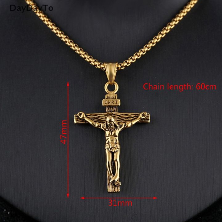 Mens%20Silver%20Stainless%20Steel%20Jesus%20Christ%20Crucifix%20Cross%20Pendant%20Necklace%20Chain%20necklace%20for%20men%20-%20Image%208