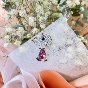 S925 Sterling Silver Necklace Snoopy Super Flash Puppy Pendant Female Light Luxury Minority Design Personality All-Match Clavicle Chain Female