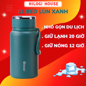 Bình giữ nhiệt 1500ml Hilogi inox 304 sơn nhám chống trầy xước giữ nhiệt lạnh hơn 24 giờ giữ nóng hơn 12 giờ có dây treo