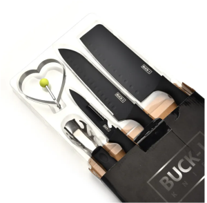 Bộ dao 5 món lưỡi đen Buck Mã T65S 2024