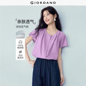 GIORDANO Women Shirt Non-Elastic Shirt Woven Fabric Shirt Stylish Item No. 05346492 High Quality Comfortable Daily Wear