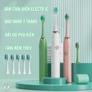 Bàn chải điện ELECTRIC bàn chải đánh răng công nghệ rung sóng âm tặng kèm 5 sản phẩm