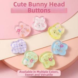 SUNNY BAR 30pcs Acrylic Bunny Buttons Transparent DIY Clothing Sewing Buttons Handmade Accessories Decorative Cute Rabbit Button Clothing Decoration