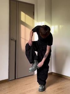 แฟชั่นกางเกงกระเป๋าใหญ่สำหรับผู้ชาย กางเกงคาร์โก้เรียบสไตล์ฮาราจูกุสำหรับผู้ชาย กางเกงฮิปฮอปสำหรับผู้หญิง กางเกงคาร์โก้ขนาดใหญ่ที่กำลังเป็นที่นิยมสำหรับผู้หญิง