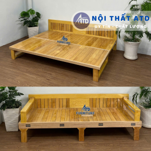 Giường gấp gỗ còng tự nhiên – thiết kế bền gấp gọn nằm êm thoáng