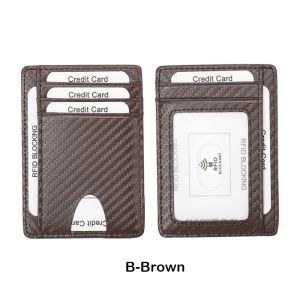 SKM Anti Theft RFID Blocking Leather Small ID Card Holder Mini Wallet Dompet Lelaki WLM112