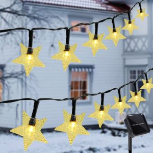 5m 20LED Solar Snowflake Star LED String Lights Fairy Lights Garland Christmas Tree Home Garden Decorations Noel
