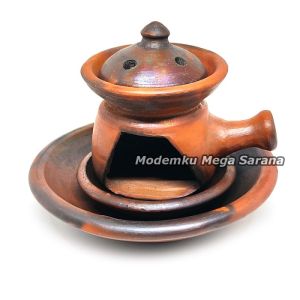 Set Tungku Anglo Kopi Arang Bakar Angringan Jadul Tanah Liat Gerabah Tatakan Anglo Teh Cangkir Gelas Kecil Mini