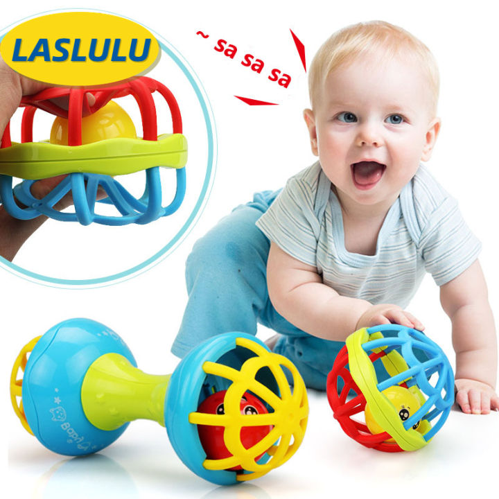 Laslulu. Baby teether ball toy rattle toy soft rubber hand ball