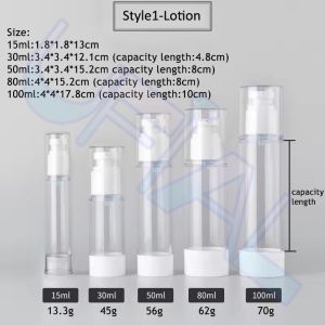 2PCS Airless Pump Bottle Portable Vacuum Pump Bottle Travel Refillable Spray Bottle for Lotion Foundation Creams Shampoo