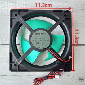Quạt tủ lạnh Panasonic 2 dây 9V 0.17A kích thước 11.3cm x 11.3cm cánh xanh NMB