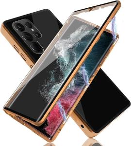Double Sided Clear Magnetic Metal Bumper Phone Case For Samsung S25 S24 S23 Ultra S22 S24 Plus Full Body Protect Cover Shell