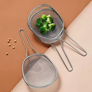 HCHC MALL Oval Stainless Steel Strainer Scoop Convenient Stainless Steel Draining Spoon Multifunctional Durable Frying Strainer Spoon Vegetable