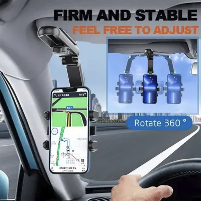 【SG Stock】360° Car Phone Holder Multifunctional For Car Sun Visor / Rearview Mirror Adjustable Bracket Car Phone Mount