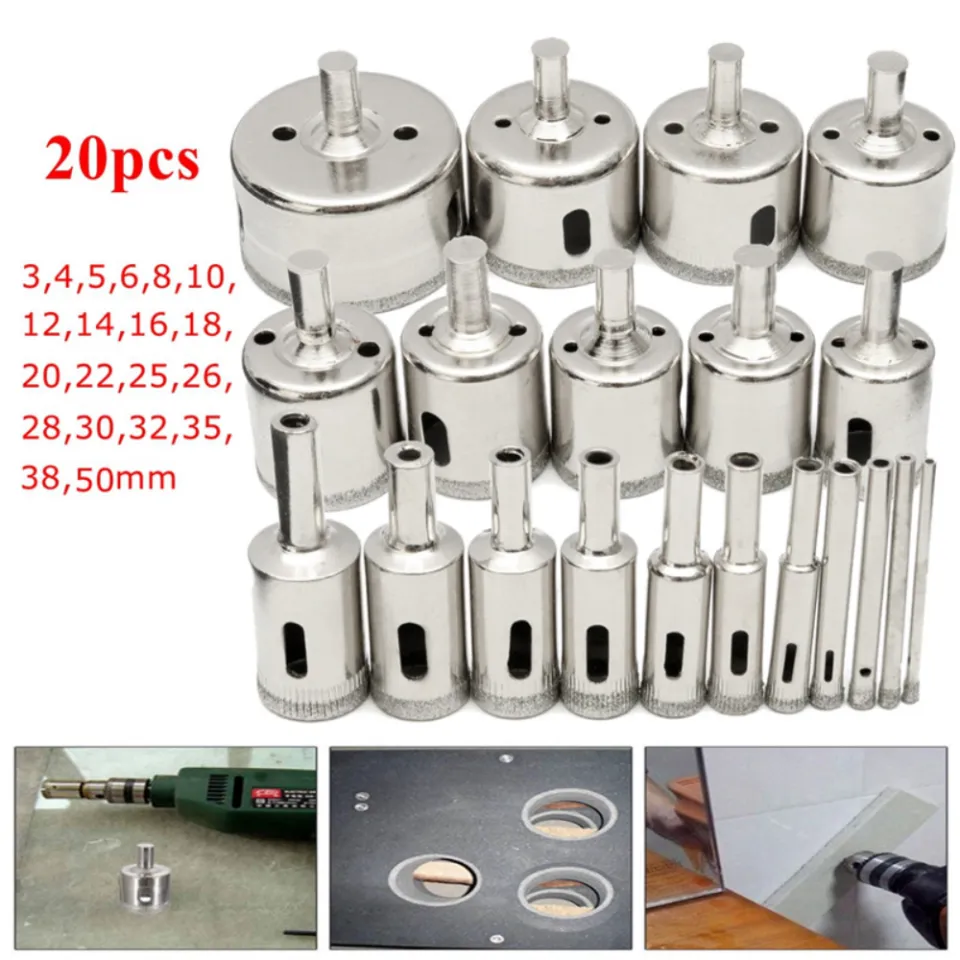 thumbnail image 2 of 3-Piece 32mm Diamond Drill Bit Set – Hole Saw For Glass, Marble, Ceramic Tile 2 of 6