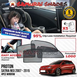 PROTON SATRIA NEO 2007 - 2015 PX5 MAGNET KUAT Sunshade SAMURAI SHADES Magnetik Sun Shade Pelindung Matahari Kereta [FREE🎁]