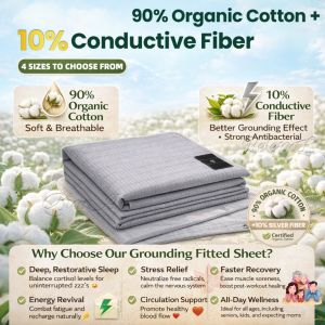 Grounding Sheet Earthing Sheet Classic Earthing Flat Sheet 90% Organic Cotton 10% Silver Fiber Improve Sleep Wellness