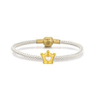 Chow Sang Sang 周生生 Charme Fairytales 999 Gold Crown of Love Pearl Charm 91796C (Bracelet Not Included)