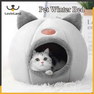 Lovinland mèo cưng Giường Cho Trong Nhà Mèo Với đệm rời Gối Dễ Thương đầu mèo Hình Dạng Kitty Cave Nhà cho thú cưng Cho Mèo Con cún con mèo con Chó