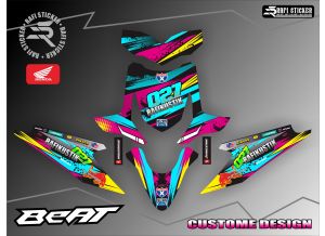 Decal Sticker Motor Beat Karbu Variasi Design Suka suka / Sticker Variasi Motor Beat Full Body / Sticker Full Body Honda Beat Lama / Striping Ful Body Motor Beat 2010 2011