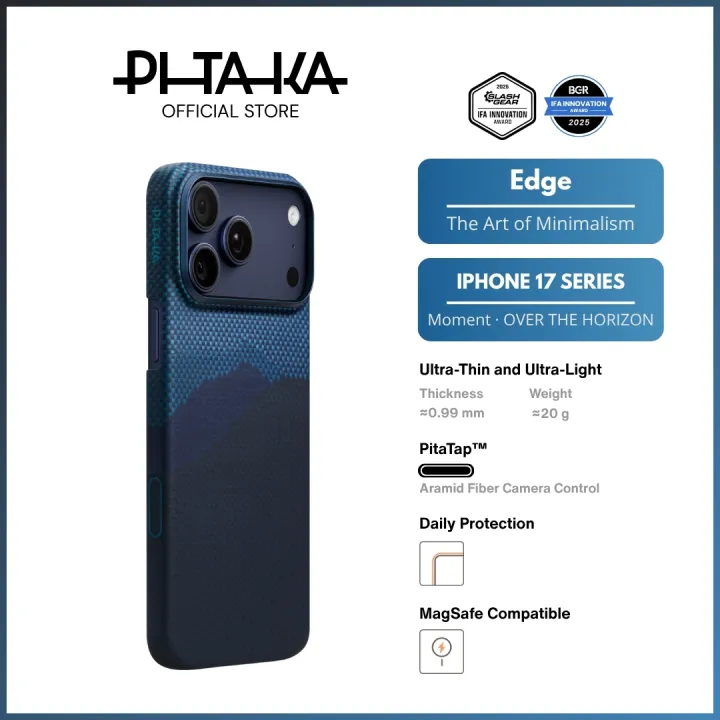 PITAKA iPhone 17 Pro/Pro Max - Ultra-Slim Edge Case - Magnetic/PitaTap™ Button (Over the Horizon)