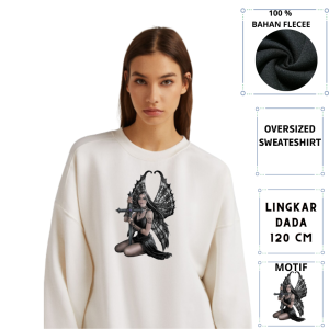 Sweater Wanita Big Size Motif Women & Black Cat Bahan Fleece