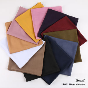 Classic Plain Cotton Viscose Big Square Scarf Bandana Kerchief Headscarf Solid Color Hijabs Scarves 110x110cm WJ467