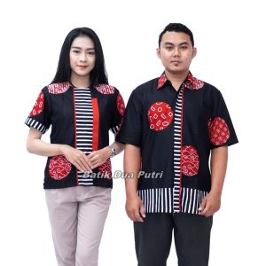 Couple Batik Atasan Wanita Kemeja Pria Model Terbaru Size S-M-L-XL-XXL-3L-4L-5L by Batik Dua Putri Collection = MUBAROK