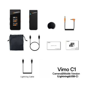 COMICA Vimo C 2.4G Wireless Lavalier Microphone with Charging CaseLapel Mic for Camera Smartphone Podcast Interview Vlog
