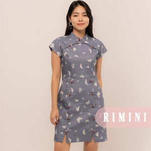 RIMINI - Dress Butterfly Mandarin Button Berlengan Pendek Size XS-XL - Liena  Dress 5261-1