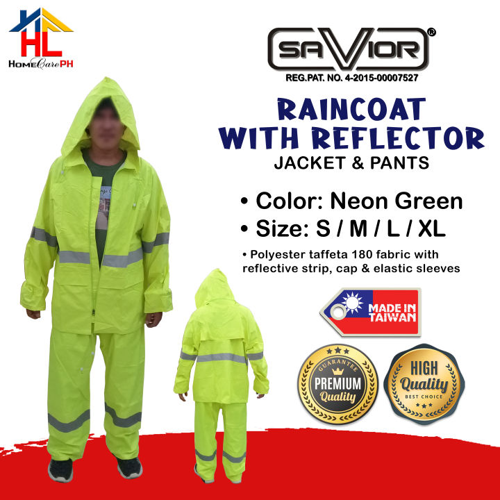 Savior Raincoat with Reflector Jacket & Pant Neon Green Unisex | Lazada PH