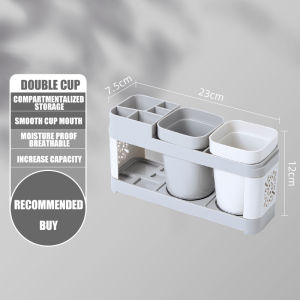 Multifunctional Toothbrush Holder Bathroom Organizer Toothpaste Toothbrush Holder Mouthwash Cup Set
