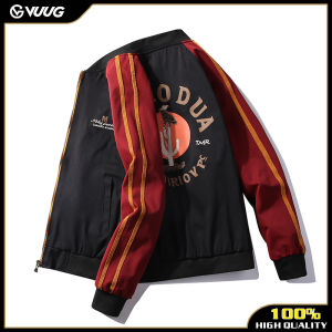 VUUG ฤดูใบไม้ร่วงน้ำหนักเบาเสื้อแจ็คเก็ตผู้ชายมาตรฐานคอเสื้อสีเขียวซิป Casual Bomber Jacket M-4XL