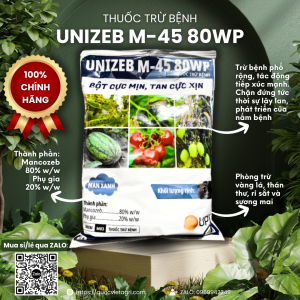 Thuốc trừ bệnh UNIZEB M-45 80WP UPL (gói 1KG) - Mancozeb XANH Trừ bệnh phổ rộng thán thư đạo ôn mốc sương rỉ sắt