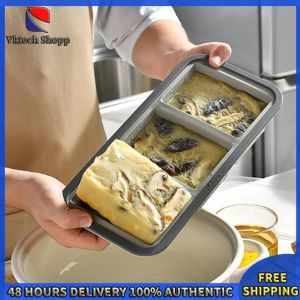 Vktech Large Silicone Ice Cube Tray with Lid for Freezing Liquids Soups and Sauces Reusable Leakproof Food Storage Container for Freezer