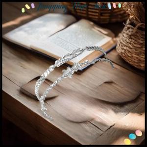 【Jumpping】 1 2PCS Classic Adjustable Lovers Bracelet Valentines Day Hand Jewelry Simple Thin Bracelet Flower Charm Couple Bangle Girls