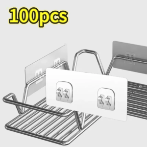 【Super low price】Single and Double Hook Self Adhesive Wall Hooks Transparent Traceless Waterproof Storage Hanging Hangers for Kitchen Bathroom