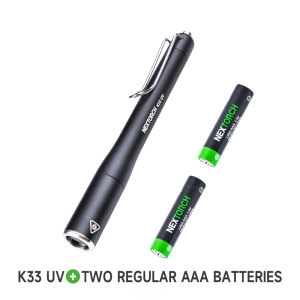 NEXTORCH K33 UV Pen Light 365 nm Black Light Rechargeable Pocket Flashlight with Black Glass Filter & 1300 mW for Resin Pet Urine Detection Evidence Collection Authentication Hygiene Inspection