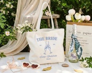 Personalized Canvas Bag for the Brides Club Bridesmaid Gift Bag Bridal Shower Bag Wedding Travel Bag.