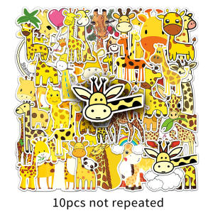 50PCS Cute Yellow Giraffe Animal Sticker Laptop Waterproof Decorative Vinyl Sticker