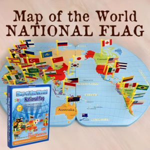 Wooden Map of the World National Flag Educational Wooden toys Map Countries Geography Toys