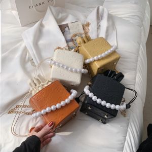Mini Chain Bag GD57508 Tas Selempang Wanita Rantai Kubus Mutiara Cute