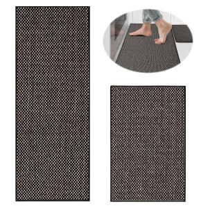 Linen-Look Kitchen Floor Mat Non-slip Kitchen Mats Stain Resistant Woven Kitchen Runner for Floor