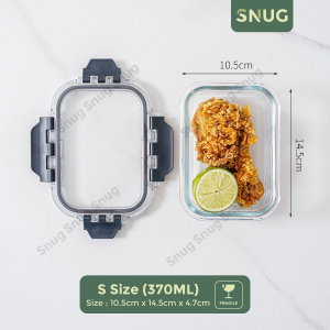 SNUG Borosilicate Glass Lunch Box Keep Airtight Leakproof Food Container Storage Glass Transparent