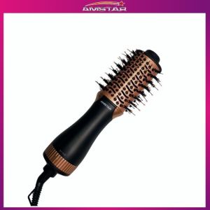 Amstar 1200W Volumizing Travel Heated Brush | Hair Thermal Blower | Non-rotating Styling Tool