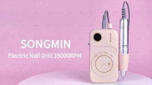 Máy khoan móng chuyên nghiệp 35000 vòng/phút SONGMIN máy mài móng không dây di động kèm bộ dụng cụ cho việc đánh bóng loại bỏ gel và móng acrylic máy mài móng điện có thể sạc lại dùng cho salon làm móng tay chân tại nhà màu đen.