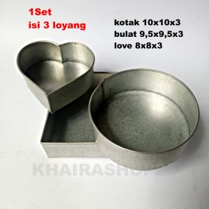Set loyang kue bentuk kotak bulat dan love bkl mini 10 95 8 tinggi 4 cm