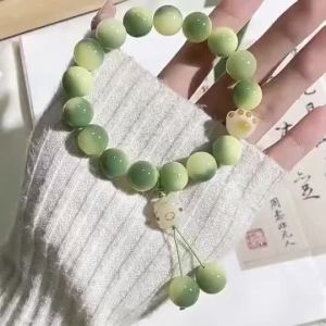 [ Chiêu Tài ] Vòng tay hạt bồ đề hình mèo may mắn bằng đá vôi nhỏ
